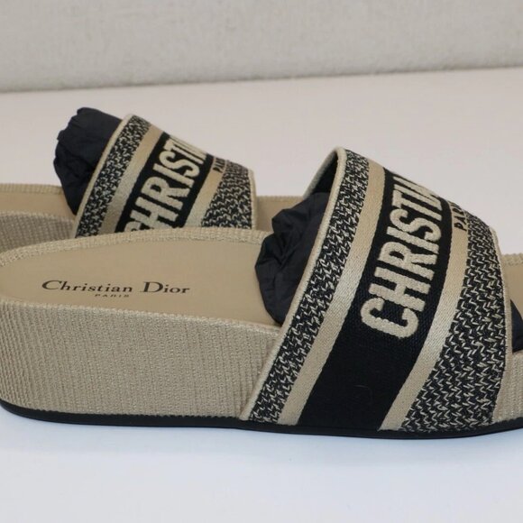Christian Dior D-way Wedge Slides Platform Oblique Sandals Sz 42 US 12 - Picture 8 of 13